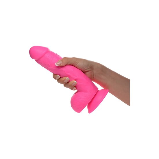 Dildo met ballen en zuignap 21cm (8,25 inch) Roze