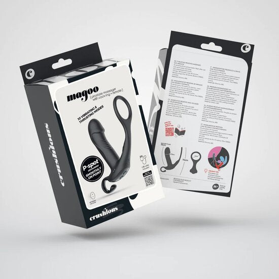 Magoo Vibrerende & Stuwende Prostaat Massager met Cockring en Afstandsbediening - Zwart
