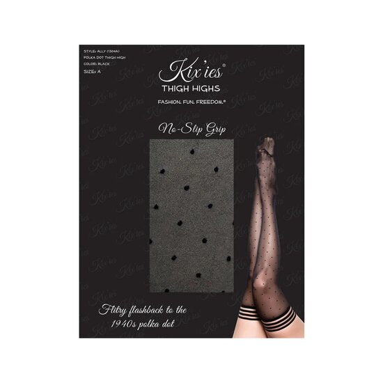 Zwarte Hold-Up Kousen met Polka Dots – Retro Sexy Stay-Ups met Anti-Slip Grip | Kix’ies