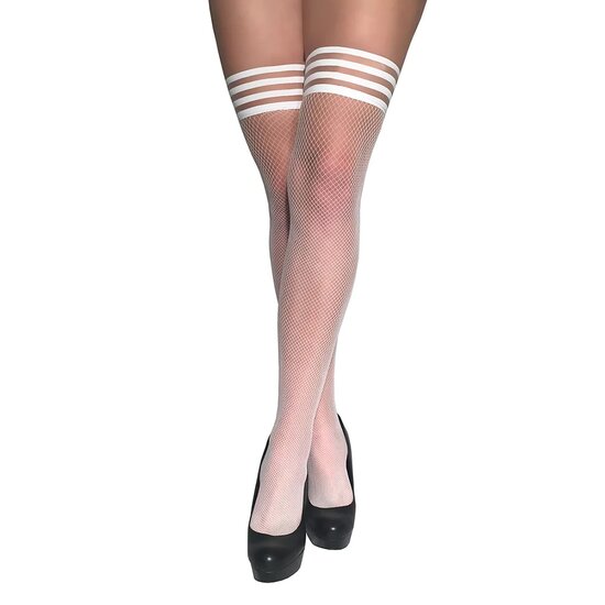 Witte Fishnet Hold-Up Kousen – Luxe Sexy Stay-Ups met Anti-Slip Grip | Kix’ies