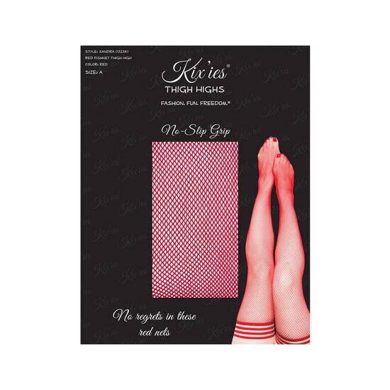 Hold-up fishnet kousen rood
