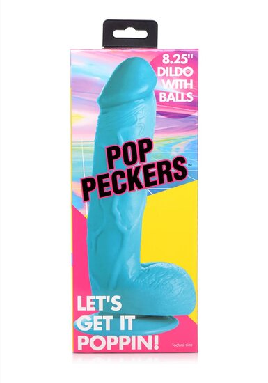 Dildo met ballen en zuignap 21cm (8,25inch) Blauw
