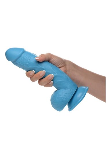 Dildo met ballen en zuignap 21cm (8,25inch) Blauw