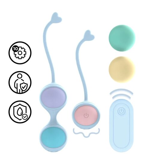 Trillende Kegel-set met 5 verwisselbare gewichten en afstandsbediening.