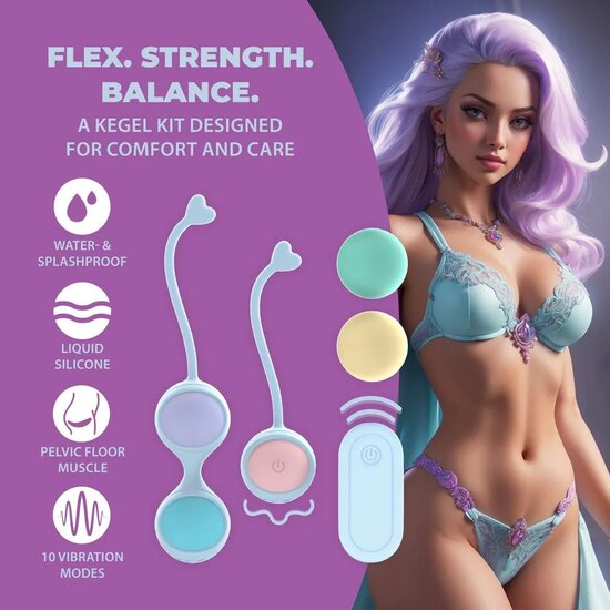 Trillende Kegel-set met 5 verwisselbare gewichten en afstandsbediening.