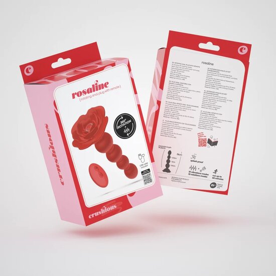 Draaibare anale rozenplug met afstandsbediening Rood