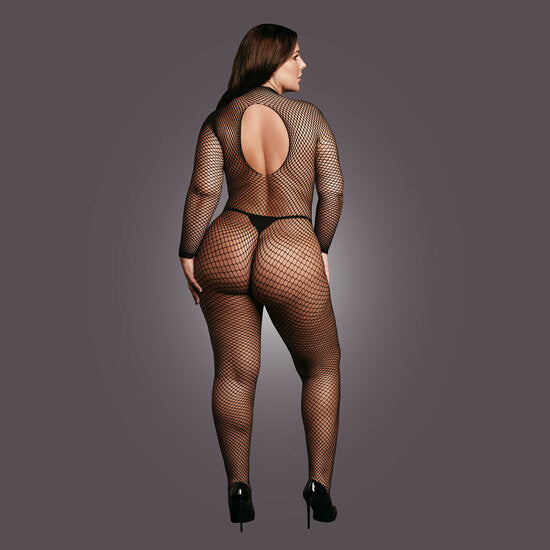Bodystocking Fishnet Structuur – Open/Turtle – Queen Size – Zwart