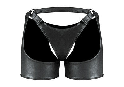 Poseidon Open Kruis Shorts met Afneembare String – Zwart L/XL