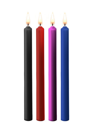 Teasing Wax Kaarsen Set (4 Stuks XL) – Multicolor BDSM Wax Play Kaarsen voor Sensuele Spelletjes