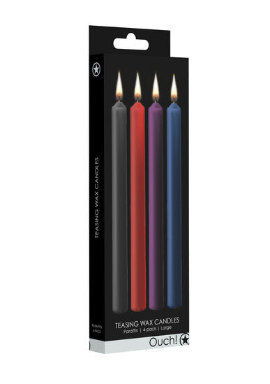 Teasing Wax Kaarsen Set (4 Stuks XL) – Multicolor BDSM Wax Play Kaarsen voor Sensuele Spelletjes