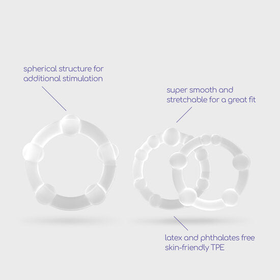 Triple Bead Cockring Set – Transparante Penisringen Set voor Extra Stimulatie & Comfort