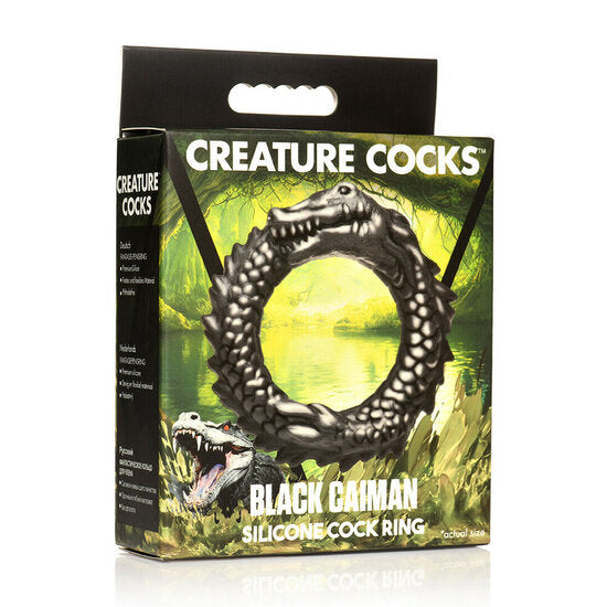 Black Caiman Silicone Cock Ring Zwart – Rekbare C-Ring voor Meer Uithoudingsvermogen & Intensiteit