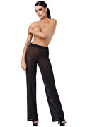 Noir Handmade F374 Onyx Sheer Palazzo – Elegante Tulle Broek met Glans