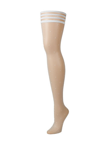 Witte Hold-Up Kousen met Stippen – Speelse Luxe Stay-Ups met Anti-Slip Grip | Kix’ies