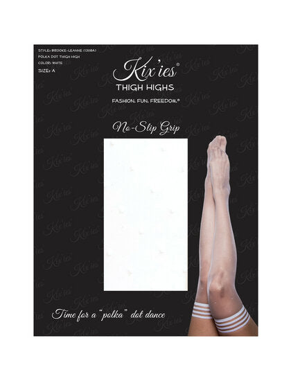 Witte Hold-Up Kousen met Stippen – Speelse Luxe Stay-Ups met Anti-Slip Grip | Kix’ies
