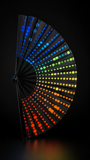 Rainbow Dots Festival Waaier XL – Statement Handwaaier voor Festivals & Clubs