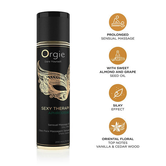 Orgie Sexy Therapy Aphrodisiac Massage Oil 200 ml – Luxe Sensuele Massageolie met Vanille & Ceder