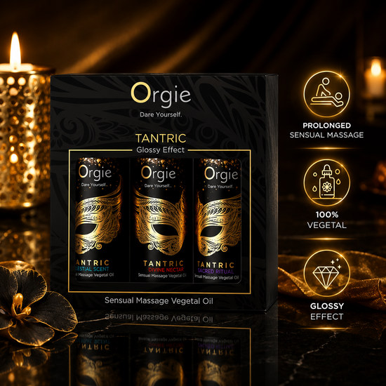 Orgie Tantric Mini Size Collection – Luxe Sensuele Massageolie Giftset met Glossy Effect