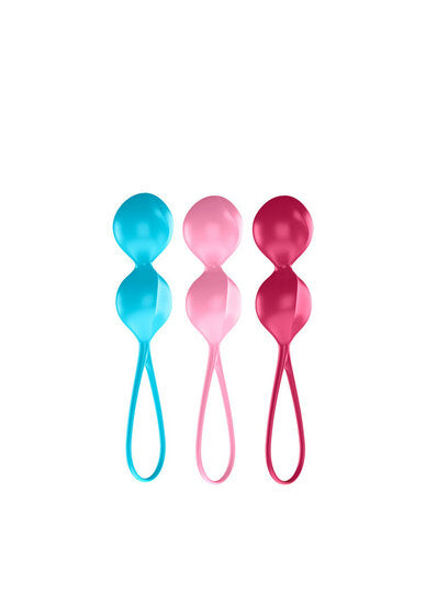 Satisfyer V Balls Kegel Balls Set – 3 Siliconen Bekkenbodem Ballen Turquoise/Rood/Roze