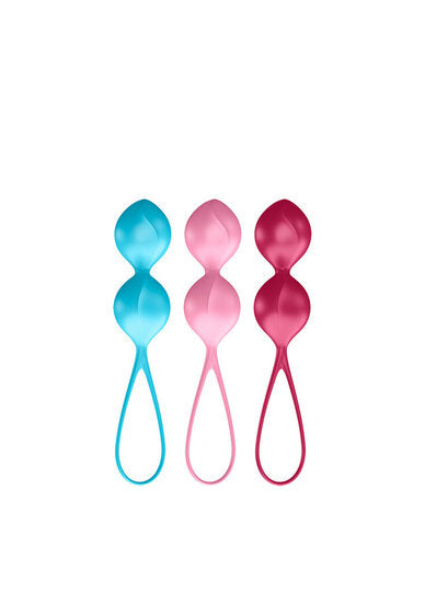 Satisfyer V Balls Kegel Balls Set – 3 Siliconen Bekkenbodem Ballen Turquoise/Rood/Roze