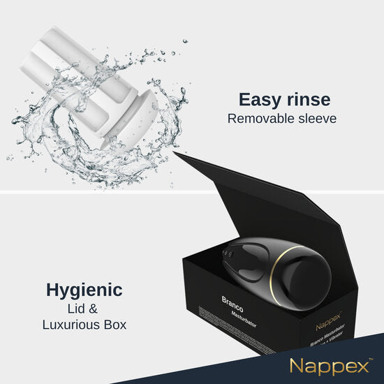 Nappex™ Branco Zwart Automatische Masturbator – Krachtige Zuigkracht & Vibratiestimulatie voor Intense Climax