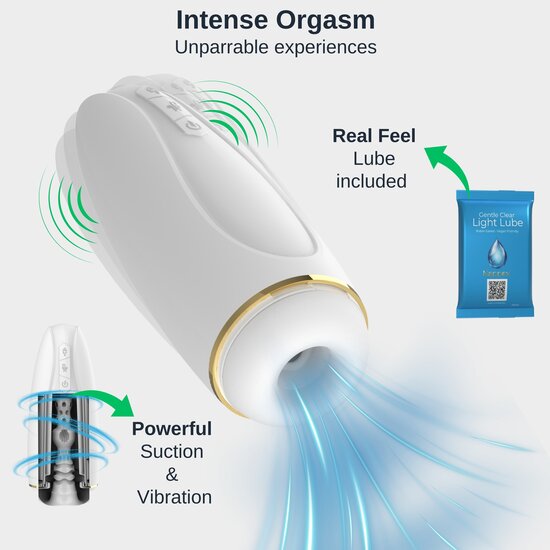 Nappex™ Branco Wit Automatische Masturbator – Deep Air Technologie met Zuigkracht & Vibratiestimulatie