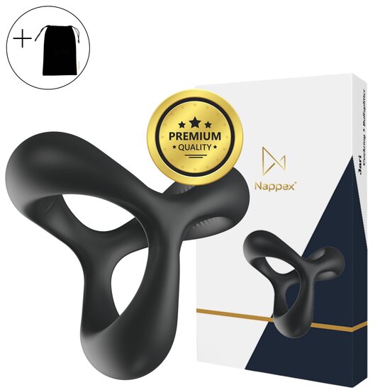 Nappex™ Jari Cockring & Ballensplitter – 2-in-1 Siliconen Penisring voor Hardere Erecties en Meer Controle