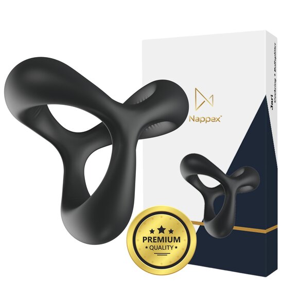 Nappex™ Jari Cockring & Ballensplitter – 2-in-1 Siliconen Penisring voor Hardere Erecties en Meer Controle
