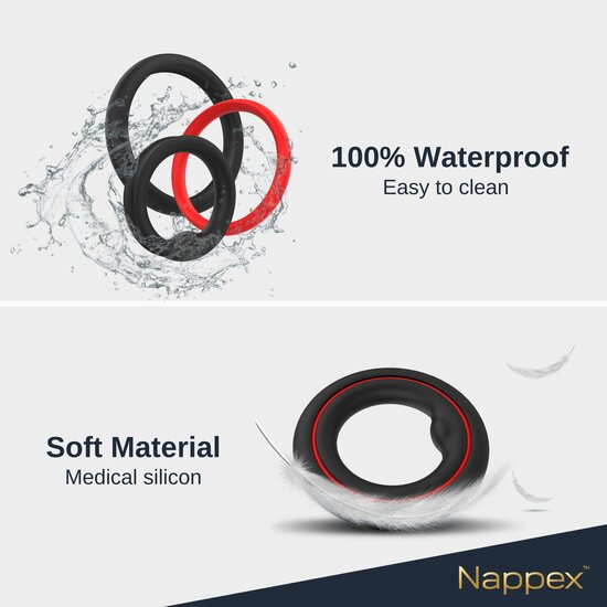 Nappex™ Fuego Triple Cockring Set – 3-in-1 Siliconen Cockringen voor Meer Ondersteuning, Comfort en Controle