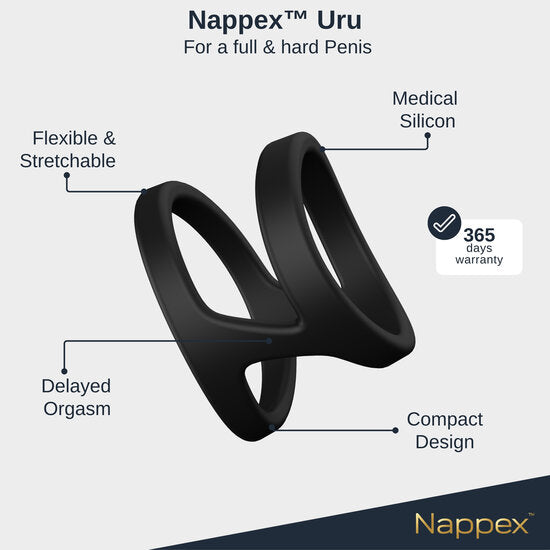 Nappex™ Uru Cockring & Ball Divider – Premium Siliconen Cockring voor Comfort, Ondersteuning en Partnerstimulatie