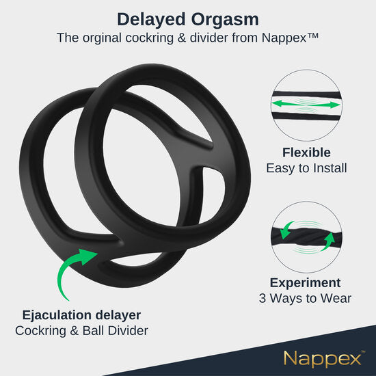 Nappex™ Uru Cockring & Ball Divider – Premium Siliconen Cockring voor Comfort, Ondersteuning en Partnerstimulatie