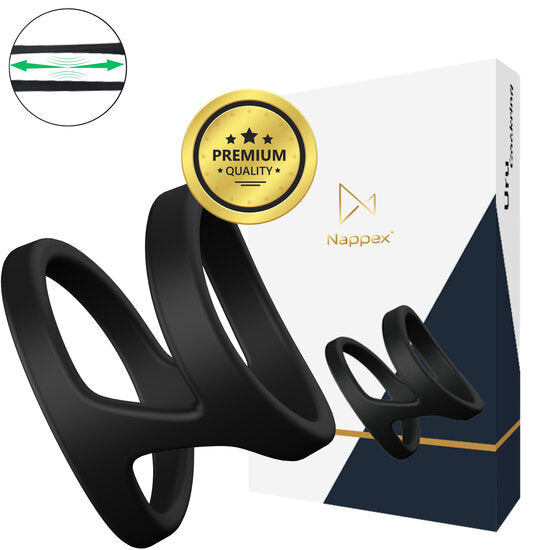Nappex™ Uru Cockring & Ball Divider – Premium Siliconen Cockring voor Comfort, Ondersteuning en Partnerstimulatie