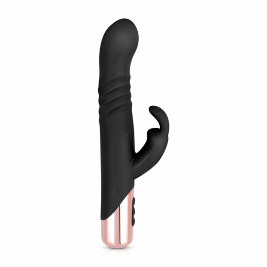 Rosy Gold Rabbit Vibrator Met Stootfunctie - Zwart