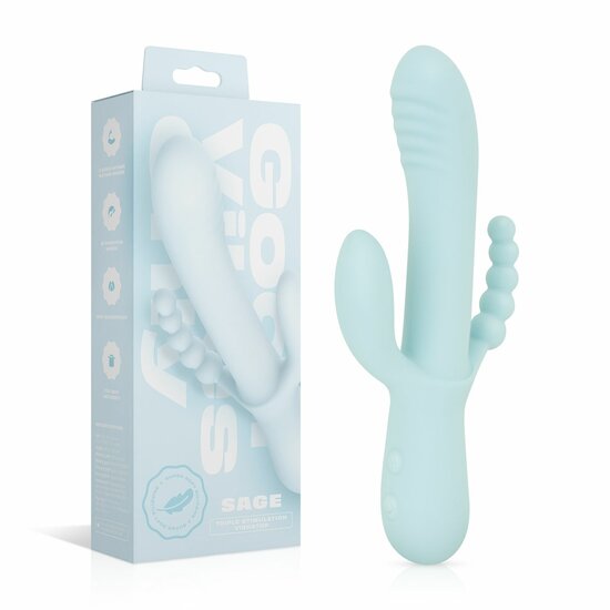 Good Vibes Only Triple Stimulation Vibe Blauw – Luxe Siliconen G-spot, Clitoris & Anale Vibrator