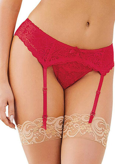 One Size Lace Garter Belt Diamond – Rode Kanten Jarretelgordel met Diamantdetails